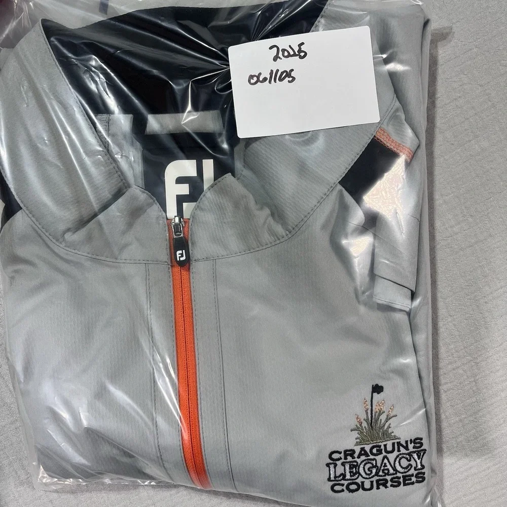 FootJoy Golf Windbreaker Jacket Mens Large Grey Black‎ Pullover 1/4 Zip Cragun's